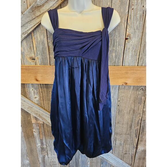 BCBG Blue Ruched Square Neck Midi Dress US size 4-6 - Picture 1 of 7